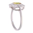 Platinum 1.50ct Yellow Sapphire and 0.50ct Diamond Cluster Ring