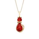 18ct Yellow Gold on Sterling Silver Baltic Amber Cat Pendant Necklace