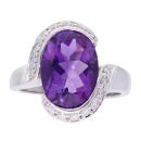 9ct White Gold Amethyst and Diamond Dress Ring
