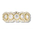 9ct Yellow Gold 5 Stone Cubic Zirconia Halo Ring
