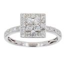 9ct White Gold 0.60ct Diamond Cluster Ring by Anya Belle