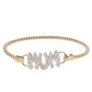 9ct Yellow Gold Cubic Zirconia 'MUM' Hinged Bangle