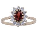 9ct Yellow Gold Cubic Zirconia and Garnet Cluster Ring