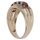 9ct Yellow Gold 0.03ct Diamond and Garnet Three Row Ring