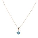 9ct Yellow Gold Blue Topaz Pendant and Chain 18"