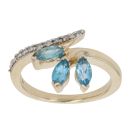 9ct Yellow Gold 0.09ct Diamond And Created Topaz Fancy Ring
