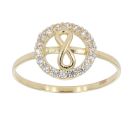 14ct Yellow Gold Infinity Halo Cubic Zirconia Stone Set Ring