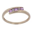 9ct Yellow Gold 0.01ct Diamond and Pink Sapphire Fancy Ring