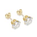 9ct Yellow Gold White Cubic Zirconia Stud Earrings 6mm