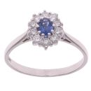 18ct White Gold 0.30ct Brilliant Cut Diamond and Sapphire Cluster Ring