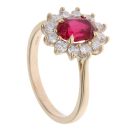 9ct Yellow Gold 0.75ct Brilliant Cut Lab Grown Diamond And Created Ruby Cluster Ring