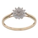 9ct Yellow Gold 0.10ct Brilliant Cut Diamond Cluster Ring