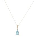18ct Yellow Gold 0.10ct Diamond and Aquamarine Pendant and Chain 18"