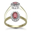 9ct Yellow Gold 0.12ct Diamond & Ruby Ring