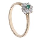 9ct Yellow Gold 0.10ct Diamond and Emerald Cluster Ring