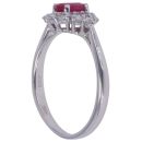 18ct White Gold 0.40ct Brilliant and Baguette Cut Diamond and Ruby Cluster Ring