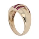 9ct Yellow Gold Created Ruby Stripe Signet Ring