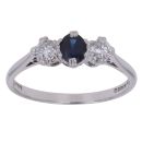 18ct White Gold 0.25ct Diamond and Sapphire Three Stone Ring