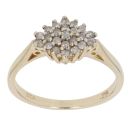 9ct Yellow Gold 0.25ct Brilliant Cut Diamond Cluster Ring