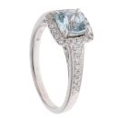 18ct White Gold 0.21ct Brilliant Cut Diamond and Aquamarine Cluster Ring