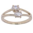 9ct Yellow Gold Moonstone Two Stone Fancy Ring