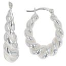 Silver Twisted Oval Hoop Earrings By Icesia