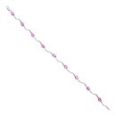 9ct White Gold 0.01ct Single Cut Diamond and Created Pink Sapphire Bracelet 7.5"