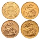1856, 1881, 1890 & 1894 The Queen Victoria UK Full Sovereign Set of 4 Coins Boxed with Proof