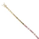 14ct Yellow Gold Cubic Zirconia and Pink Topaz Bracelet 7"