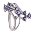 9ct White Gold Cubic Zirconia and Iolite Fancy Ring