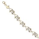 9ct Yellow and White Gold Heart Patterned Bracelet 7.5"