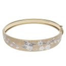 9ct Yellow and White Gold Floral Patterned Hinged Bangle