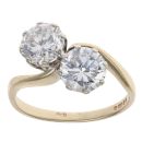 9ct Yellow Gold Cubic Zirconia Two Stone Twist Ring