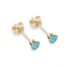 9ct Yellow Gold Blue Cubic Zirconia Stud Earrings 3mm