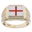 9ct Yellow Gold St George Flag Signet Ring