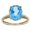 9ct Yellow Gold Blue Topaz Single Stone Ring