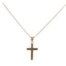 9ct Yellow Gold Patterned Cross Pendant And Chain 18"