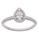 18ct White Gold 0.38ct Pear And Brilliant Cut Diamond Cluster Ring