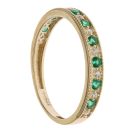 9ct Yellow Gold Cubic Zirconia and Green Gemstone Eternity Ring