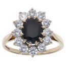 9ct Yellow Gold Sapphire and Cubic Zirconia Cluster Ring