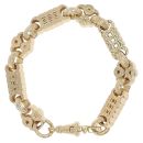 9ct Yellow Gold Patterned Stars and Bars Bracelet 5.5"