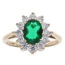 9ct Yellow Gold Emerald and Cubic Zirconia Cluster Ring