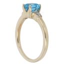 9ct Yellow Gold 0.04ct Diamond And Created Topaz Single Stone Ring