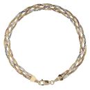 9ct Yellow White and Rose Gold Twist Bracelet 7"