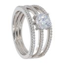 Silver Cubic Zirconia Solitaire Trio Band Ring by Icesia