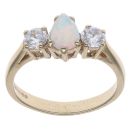 9ct Yellow Gold Created Opal and Cubic Zirconia Fancy Ring