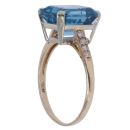 9ct Yellow Gold Blue Topaz and 0.10ct Diamond Ring