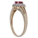 9ct Yellow Gold 0.10ct Diamond and Created Ruby Cluster Ring