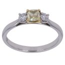 Platinum 0.55ct Round Brilliant and Cushion Cut Diamond Trilogy Ring