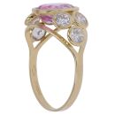 18ct Yellow Gold Pink Sapphire and Cubic Zirconia Solitaire Ring